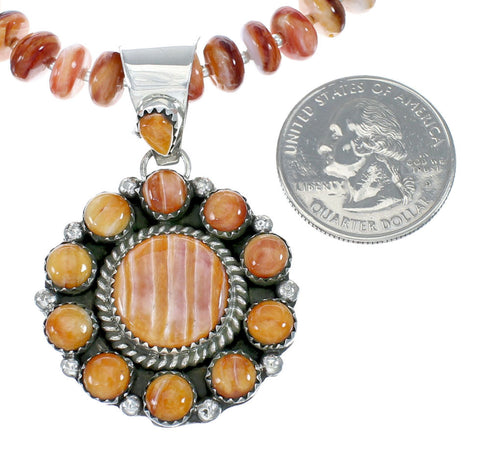 Native American Oyster Shell Sterling Silver Navajo Bead Necklace Set JX130645
